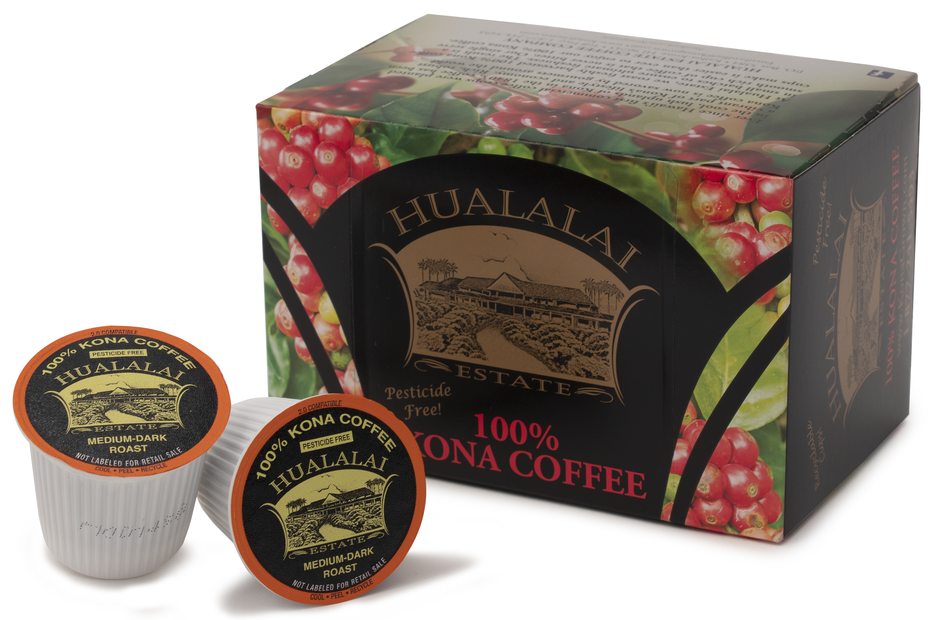 100% Kona Coffee Single-Serving Cups (Keurig K-Cup Compatible) - 12-pa -  Hualalai Estate Coffee